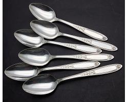 Oneida Community Enchantment Bounty 6x Dessert Spoons Silver Plated Vintage (#59031)