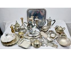 Bulk Lot Silver Plated Trays Teapots Bowls Etc Antique & Vintage (#59443)