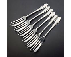 Set Of 6 Cake Forks - Silver Plated  - James Dixon - Vintage (#59614)