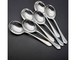 Walker & Hall St James Set Of 6 Soup Spoons #2 - Silver Plated - Vintage (#59713)