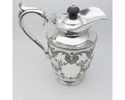 Good Looking Silver Plated 1.5pt Jug - Bright Cut Fruit Decoration - Antique (#59728)