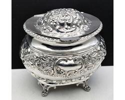 Antique Silver Plated Ornate Tea Caddy / Covered Sugar Bowl (#59875)