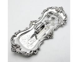 Victorian Silver Plated Candle Scissors & Ornate Tray - Antique (#59876)