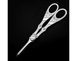 Beautiful Aesthetic Movement Grape Scissors - Silver Plated - Antique (#59914)