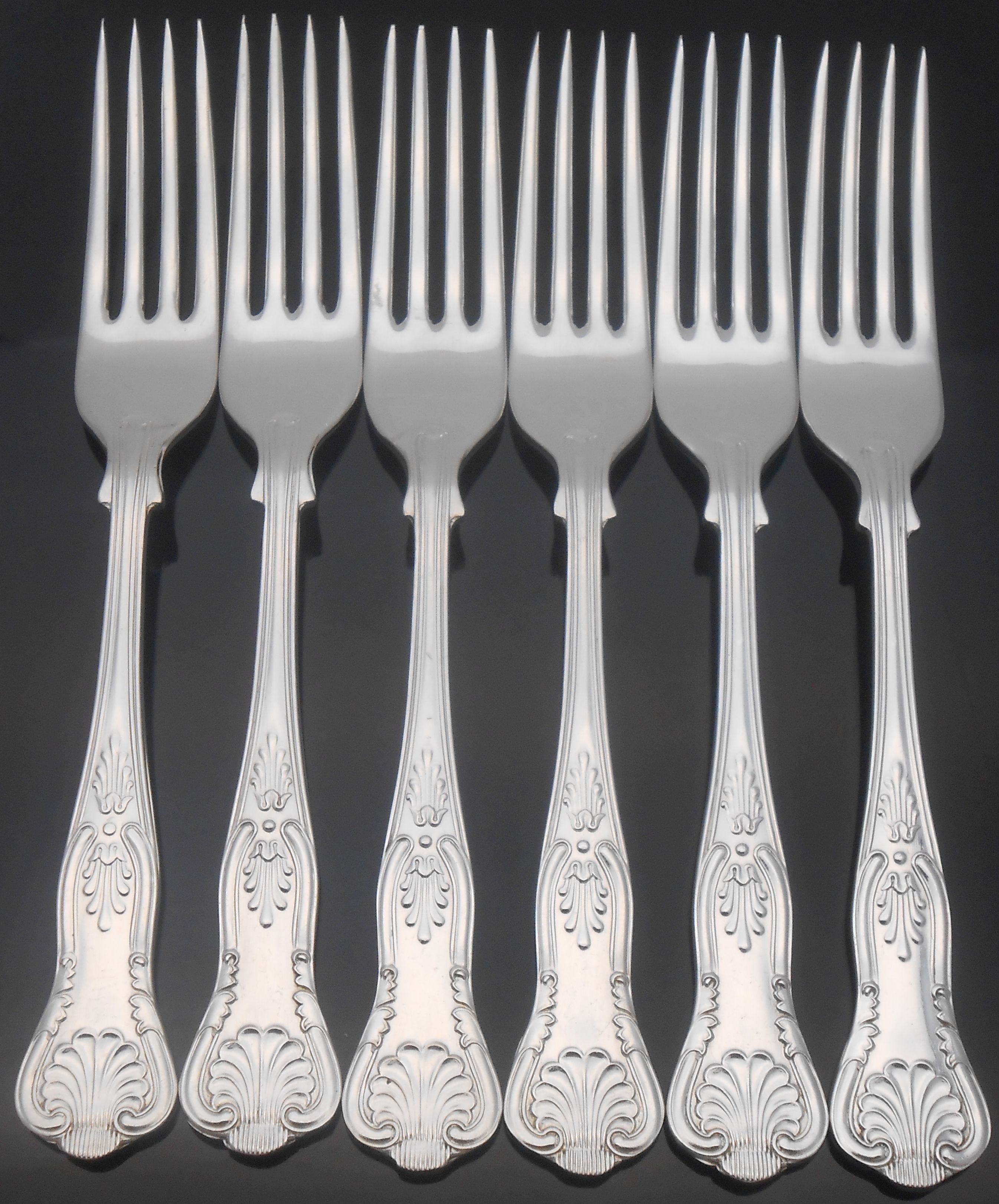 KINGS PATTERN SIDE / DESSERT FORKS X6 SILVER PLATED EPNS A1 VINTAGE VintageKitsch Antique