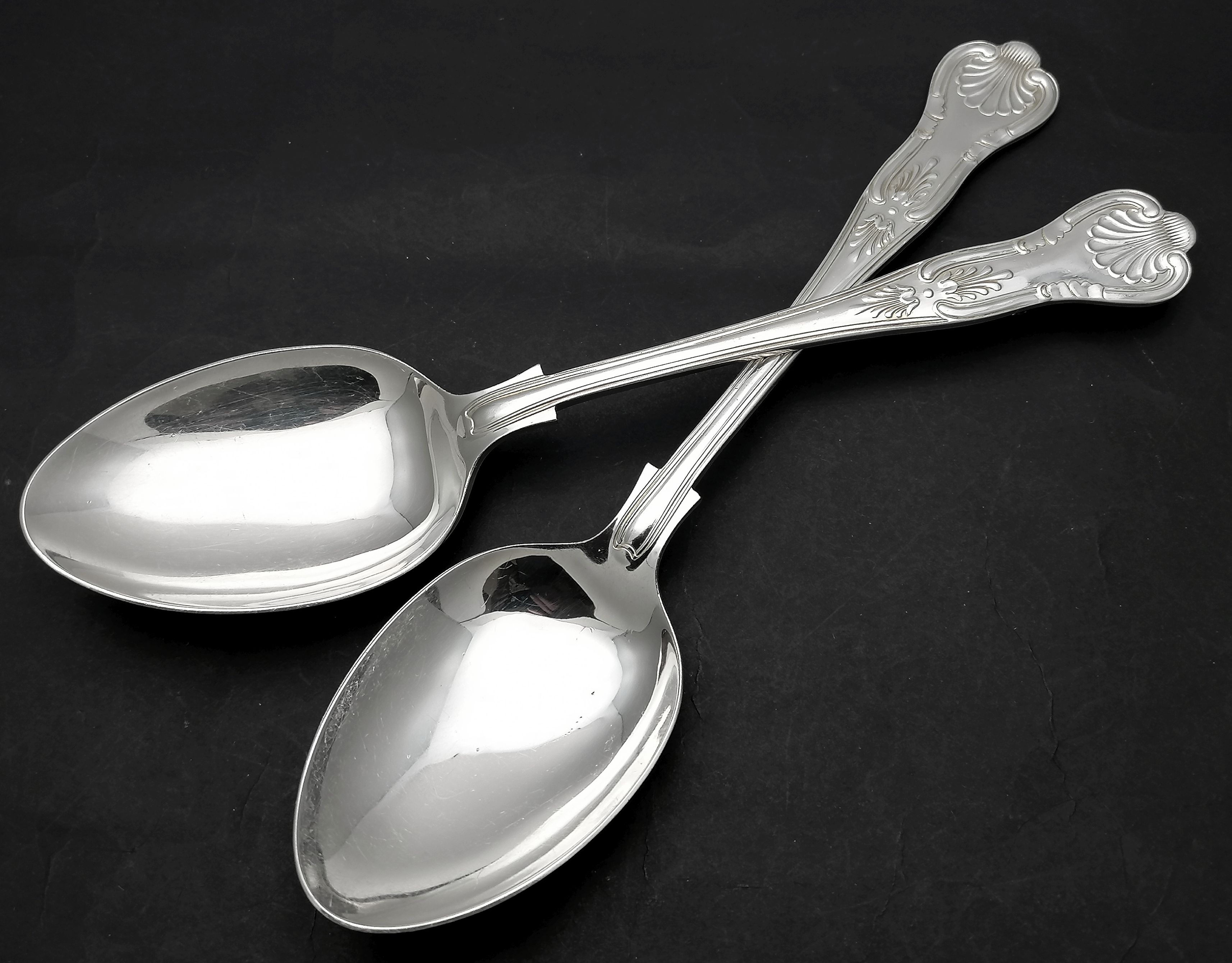 KINGS PATTERN PAIR OF TABLE SPOONS EPNS A1 SILVER PLATED EDWIN BLYDE