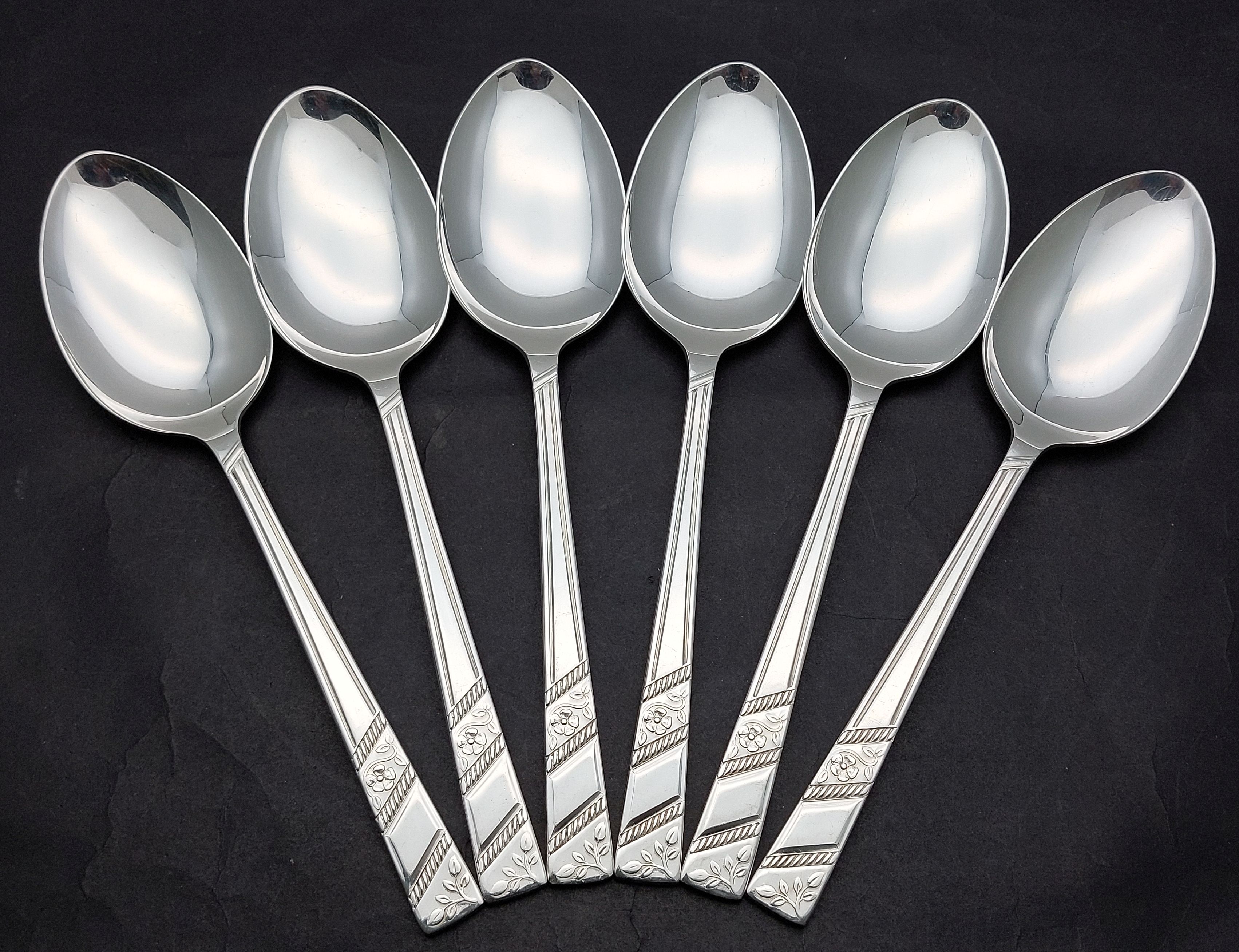 VINERS SILVER ROSE SET OF 6 DESSERT SPOONS - VINTAGE CUTLERY - PLATED |  Vintage-Kitsch Antique Silver, Cutlery & collectables