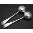 Rattail Pattern - Pair Of Sauce Ladles - Silver Plated - Antique - Sheffield (#56446) 3