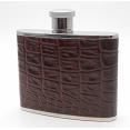 Lovely Vintage Mock Croc Leather & Steel Boxed H. Samuel Hip Flask - Unused (#56779) 2