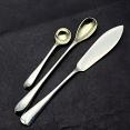 Gleaming Silver Plated Antique Salt & Mustard Spoons& Butter Knife - Old English (#59373) 4