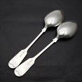 Pair Of Fiddle Pattern Tablespoons - Silver Plated - Sheffield - Antique (#59422) 2