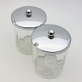 Good Pair Of Vintage Cut Glass & Chrome Plated Jam Pots (#59486) 2