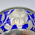 Victorian Silver Plated & Blue Glass Sugar Basket Bowl Antique (#59516) 3