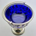 Victorian Silver Plated & Blue Glass Sugar Basket Bowl Antique (#59516) 4