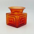 Dartington Frank Thrower Greek Key Glass Vase In Flame Red - Vintage (#59562) 4