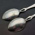 2x Roberts & Belk Hook Handle Honey Spoons - Silver Plated - Vintage (#59857) 2