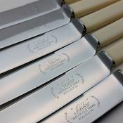Faux Bone Handled Palette Dinner Knives Sheffield Steel Vintage Cutlery (#59618) 2