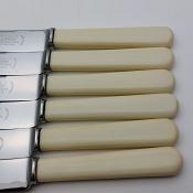 Faux Bone Handled Palette Dinner Knives Sheffield Steel Vintage Cutlery (#59618) 3