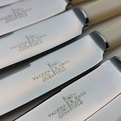 Walker & Hall Faux Bone Handle Steel Dessert Knives Set #1 - Vintage Cutlery (#59620) 2