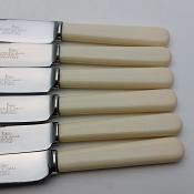 Walker & Hall Faux Bone Handle Steel Dessert Knives Set #1 - Vintage Cutlery (#59620) 3