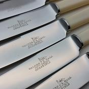 Walker & Hall Faux Bone Handle Steel Dessert Knives Set #2 - Vintage Cutlery (#59621) 2
