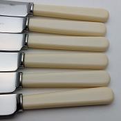 Walker & Hall Faux Bone Handle Steel Dessert Knives Set #2 - Vintage Cutlery (#59621) 3