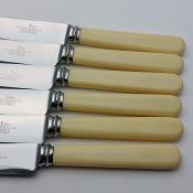 Walker & Hall Faux Bone Handle Steel Palette Dessert Knives Set Vintage Cutlery (#59622) 3