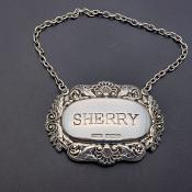 Sterling Silver Sherry Decanter Label - Birmingham 1976 (#59655) 2