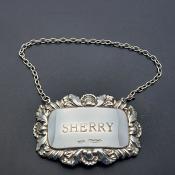 Sterling Silver Sherry Decanter Label - Birmingham 1980 (#59656) 2