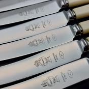 Faux Bone Handle Set Of 6 Tea / Butter Knives Sheffield Steel - Vintage Cutlery (#59690) 2