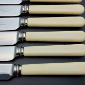 Set Of 6 Faux Bone Handled Dinner Knives - Reliance Sheffield Vintage Cutlery (#59692) 3