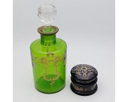 Art Deco Sterling Silver & Cut Glass Perfume Bottle - London 1930 (#55963)