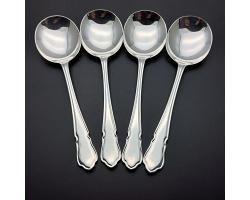 6x Mappin & Webb Plain Soup Spoons - Princes Plate - Silver Plated - Vintage (#55992)