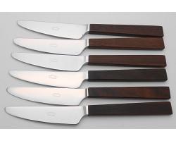 Triennale By Bertel Gardberg For Fiskars - Set Of 6 Knives - Wood Handles (#56670)
