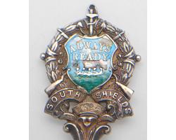 South Shields Sterling Silver Enamel Spoon (a/f) - Wjd 1924 - Gilt Bowl Vintage (#56739)