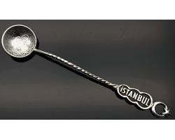 Vintage Istanbul Turkey Turkiye Solid Silver Coin Bowl Souvenir Spoon (#57131)
