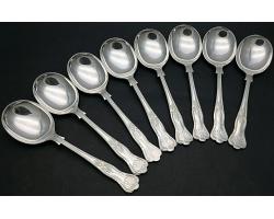 Kings Pattern - Set Of 8 Soup Spoons Epns A1 Silver Plated Edwin Blyde (#57216)