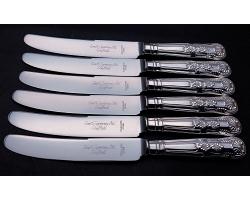 6x Large Palette Dinner Knives - Vintage Cutlery - Faux Bone Handled (#57283)
