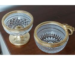 Antique Cut Glass & Gilt Metal Dishes Bowls (#57515)