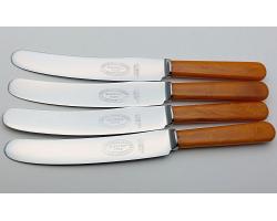 Set Of 4 Faux Butterscotch Marble Handle Side Dessert Knives Vintage Cutlery (#57862)