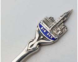 Sterling Silver Enamel Big Ben London Souvenir Spoon - Birmingham 1960 Vintage (#58085)