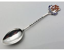 Sterling Silver Enamel Honiton Souvenir Spoon - Birmingham 1957 - Vintage (#58170)