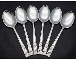 Viners Silver Rose Set Of 6 Dessert Spoons - Vintage Cutlery - Plated (#58521)