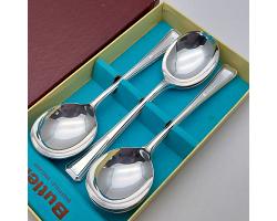 Ryals Fulwood Pattern - Silver Plated Soup Spoons - Vintage - Boxed (#58549)
