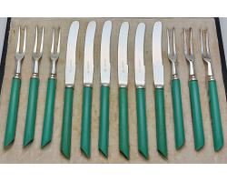 Vintage Cased Tea Knives & Forks Set - Silver Plated - Hutton (#59061)