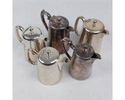 5x Vintage Silver Plated Water / Coffee Jugs (#59125)