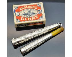 Lovely Sterling Silver Cheroot Holder & Case - Antique (#59347)