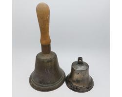 Antique Hand Bell & Bronze Suspension Bell (#59378)