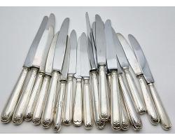18x 800 Standard Silver Handled Dinner Side Cutlery Knives - Vintage - As Found (#59424)