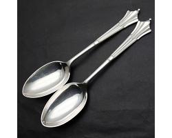 Albany Pattern - Pair Of Tablespoons - Silver Plated - Antique (#59427)
